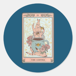 The Coffee Tarot Card Coffee Lover Caffeinated Classic Round Sticker