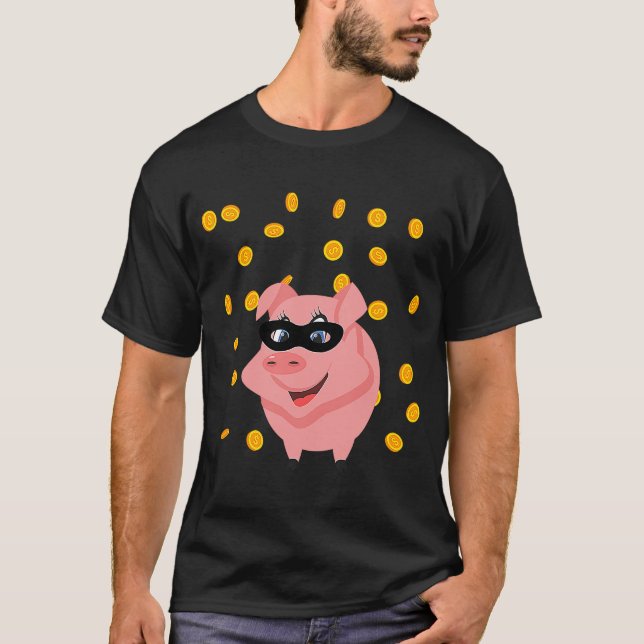 The Coin Master Game Pig With Coins Phone Gamer T-Shirt (Front)