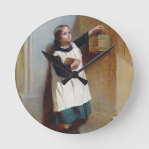 The Collection Box (oil on panel) Round Clock