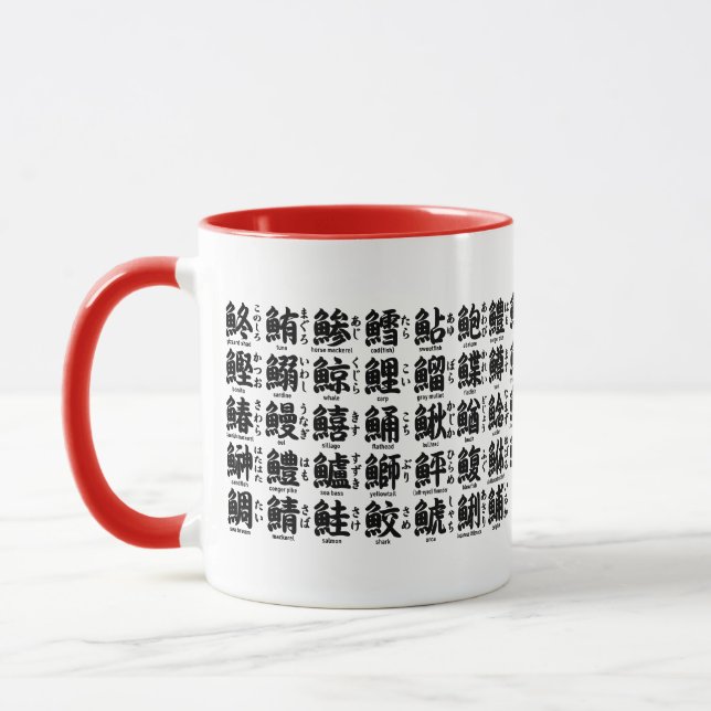 The collection of kanji for fish mug (Left)