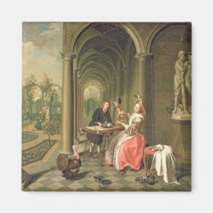 The Colonnade of a Country House with a Lady seate Magnet