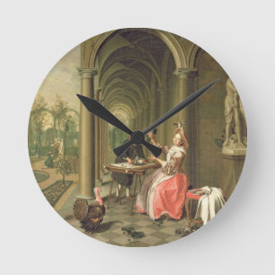 The Colonnade of a Country House with a Lady seate Round Clock