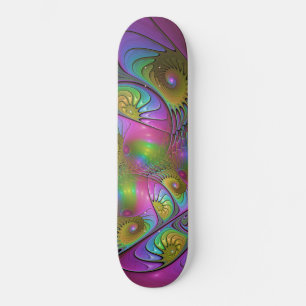 The Colorful Luminous Modern Abstract Fractal Art Skateboard