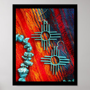 The Colors of a Santa Fe Sunset Turquoise Zia Sun Poster