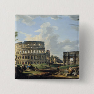 The Colosseum and the Arch of Constantine 15 Cm Square Badge