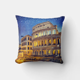 The Colosseum in Rome at Night Cushion