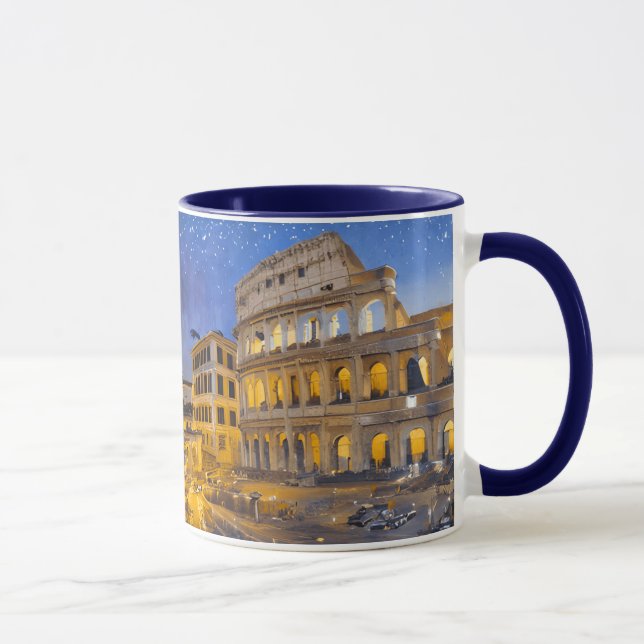 The Colosseum in Rome at Night Mug (Right)