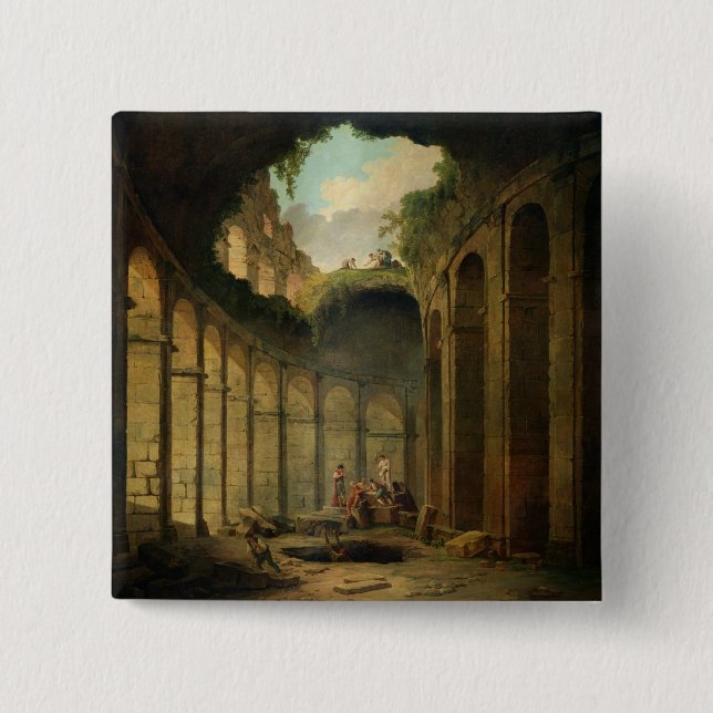 The Colosseum, Rome (oil on canvas) 15 Cm Square Badge (Front)