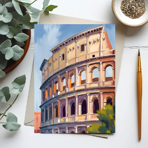 The Colosseum Rome Watercolor Travel  Postcard