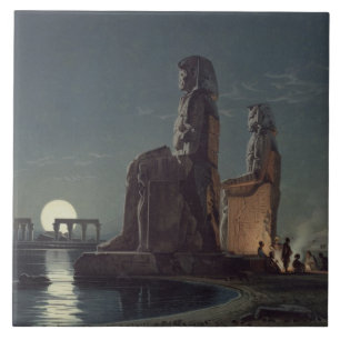 The Colossi of Memnon, Thebes, one of 24 illustrat Ceramic Tile