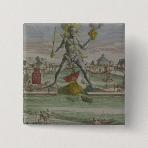 The Colossus of Rhodes, detail of the statue strad 15 Cm Square Badge