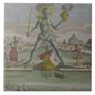 The Colossus of Rhodes, detail of the statue strad Ceramic Tile