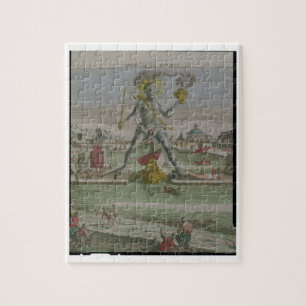 The Colossus of Rhodes, detail of the statue strad Jigsaw Puzzle