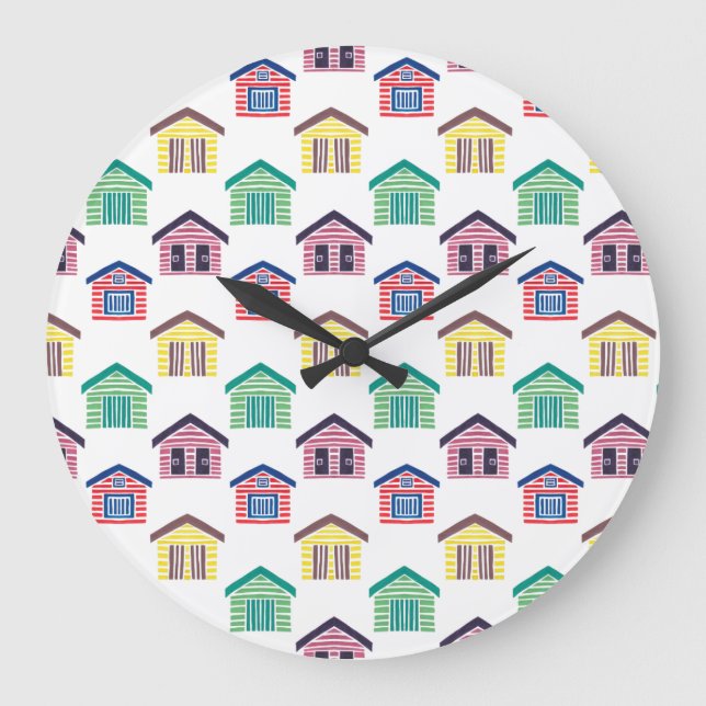 The Colourful Beach Houses Large Clock (Front)
