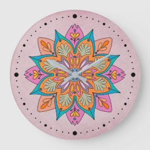 The Colourful Circle of India: A Decorative Mandal Large Clock