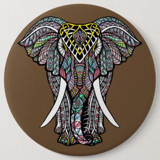 The colourful elephant 6 cm round badge