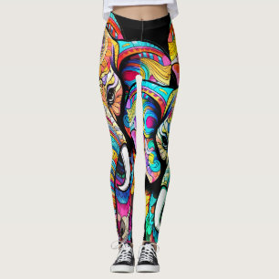 The Colourful Elephant on Custom Tight Fashion Leggings