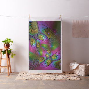 The Colourful Luminous Modern Abstract Fractal Art Fabric