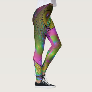 The Colourful Luminous Modern Abstract Fractal Art Leggings