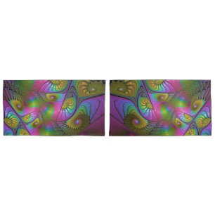 The Colourful Luminous Modern Abstract Fractal Art Pillowcase