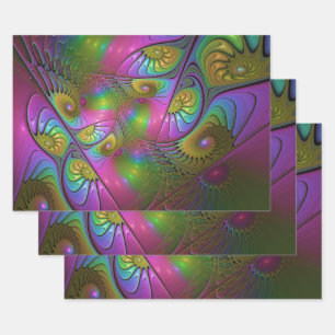 The Colourful Luminous Modern Abstract Fractal Art Wrapping Paper Sheet