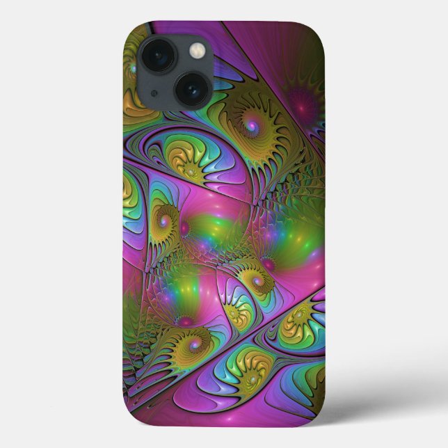 The Colourful Luminous Trippy Abstract Fractal Art Case-Mate iPhone Case (Back)