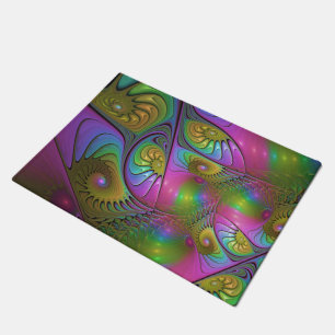 The Colourful Luminous Trippy Abstract Fractal Art Doormat