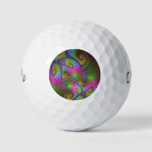 The Colourful Luminous Trippy Abstract Fractal Art Golf Balls