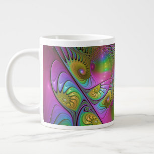 The Colourful Luminous Trippy Abstract Fractal Art Large Coffee Mug