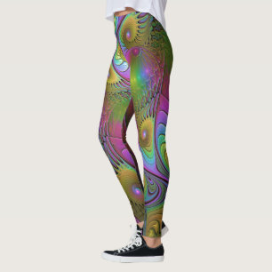 The Colourful Luminous Trippy Abstract Fractal Art Leggings