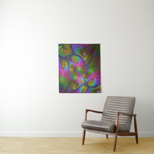 The Colourful Luminous Trippy Abstract Fractal Art Tapestry