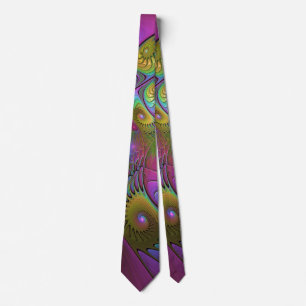 The Colourful Luminous Trippy Abstract Fractal Art Tie