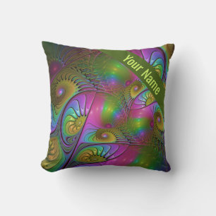 The Colourful Luminous Trippy Abstract Fractal Nam Cushion