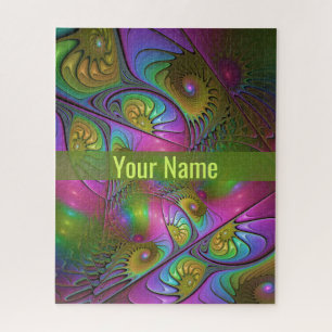 The Colourful Luminous Trippy Abstract Fractal Nam Jigsaw Puzzle
