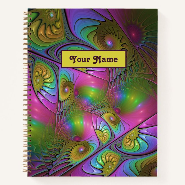 The Colourful Luminous Trippy Abstract Fractal Nam Notebook (Front)