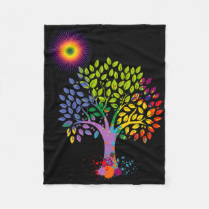 The Colourful Tree Giving Life To Earth Stop Globy Fleece Blanket