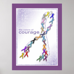 The Colours of Courage Cancer Awareness Ribbons Poster