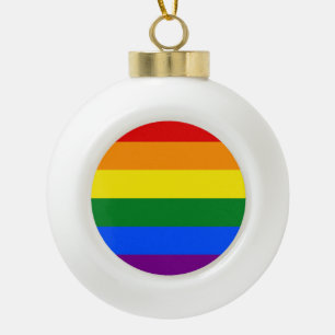 The colours of the rainbow ceramic ball christmas ornament