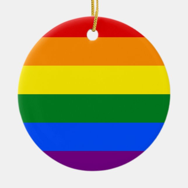 The colours of the rainbow ceramic ornament (Front)