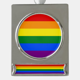 The colours of the rainbow silver plated banner ornament