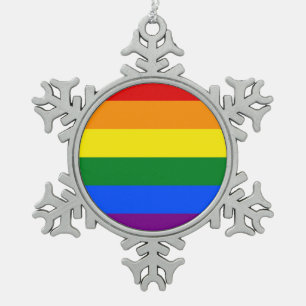 The colours of the rainbow snowflake pewter christmas ornament