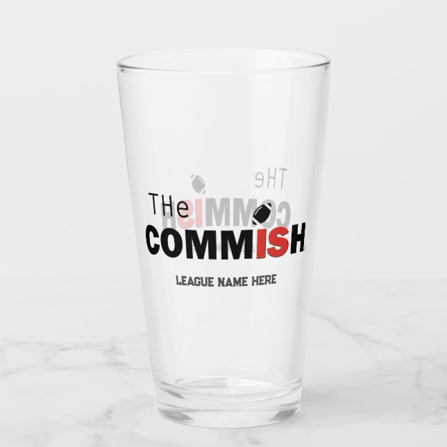 The Commish Custom 16 oz Pint Beer Glass (Back)
