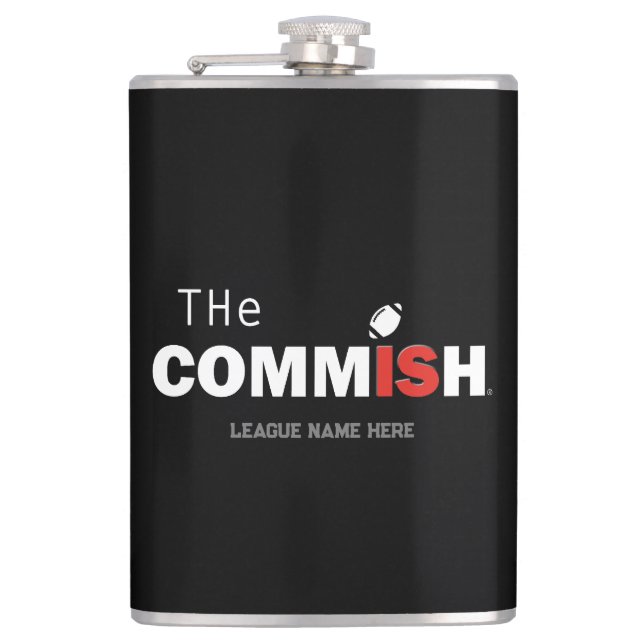 The Commish Custom Flask Add Leagur Name (Front)