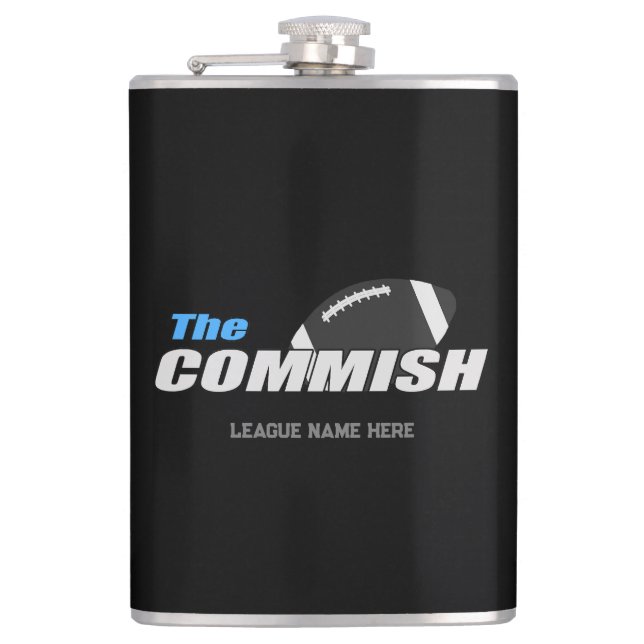 The Commish Custom Flask Add Leagur Name (Front)
