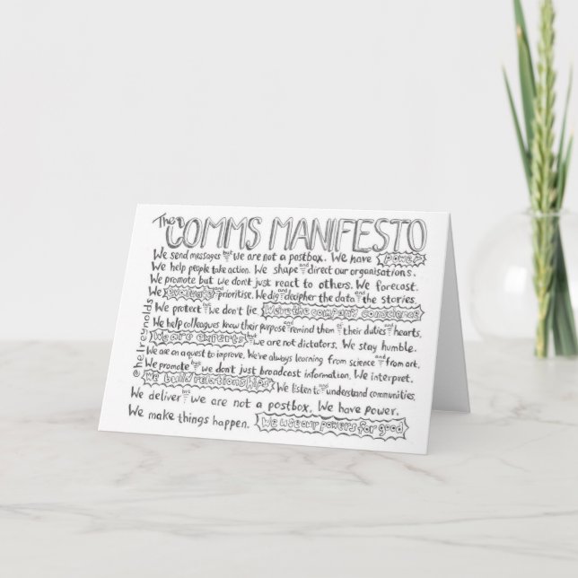 The Comms Manifesto Card (Front)