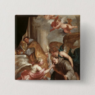 The Communion of St. Bonaventure 15 Cm Square Badge