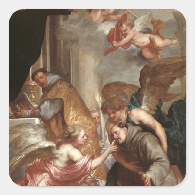 The Communion of St. Bonaventure Square Sticker (Front)