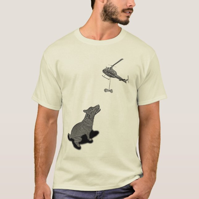 The Complete Dog Treat Airlift by Helicopter T-Shirt (Front)