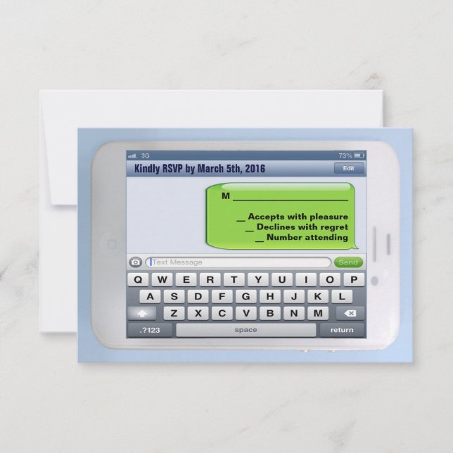 THE COMPULSIVE TEXTER Bar Bat Mitzvah Reply Card (Front)