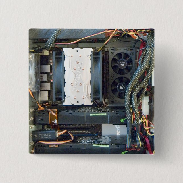 The computer equipment 15 cm square badge (Front)